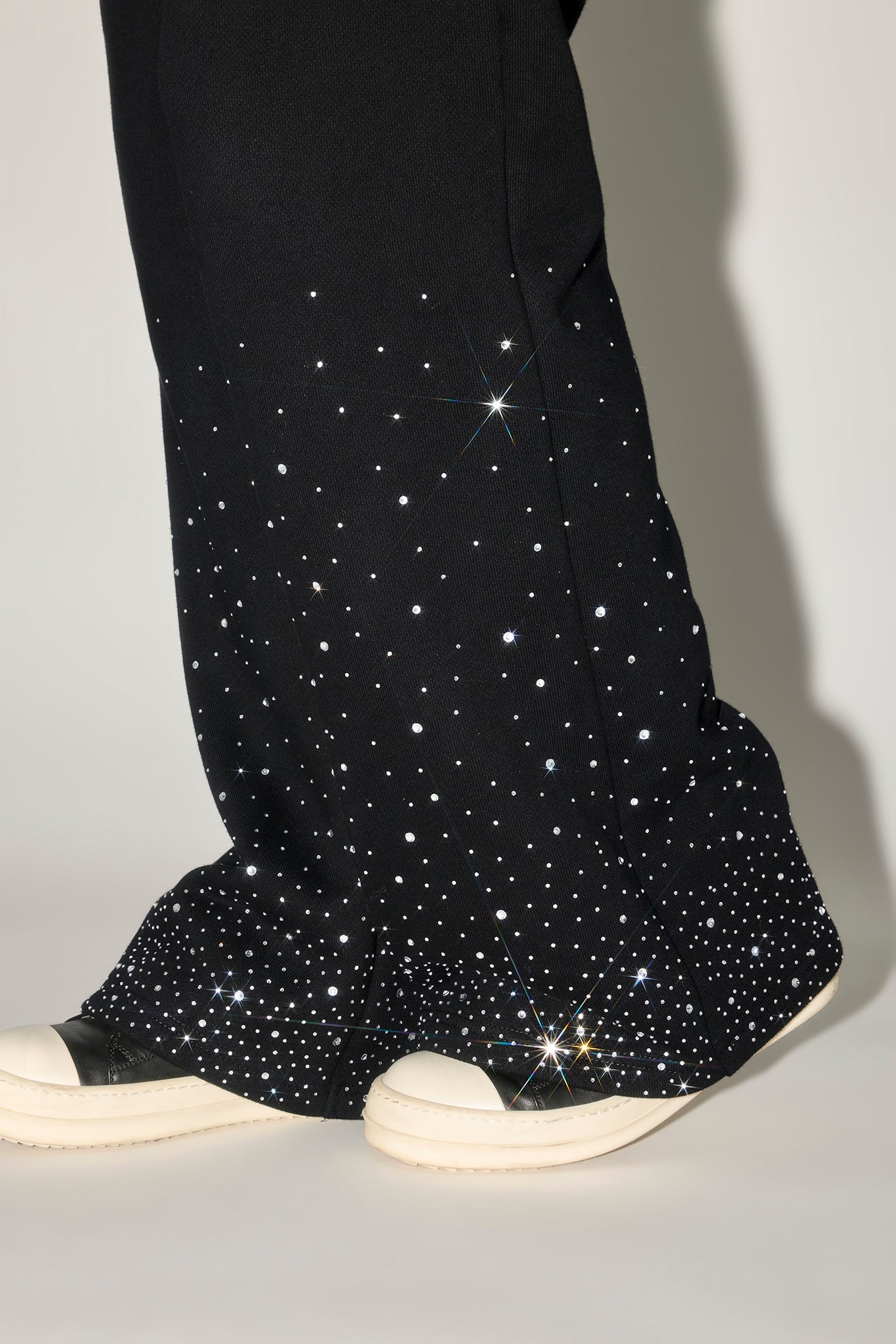 Rhinestone Wide Leg Jogger - Black